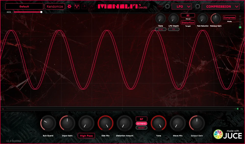 Sledge Distortion plugin interface